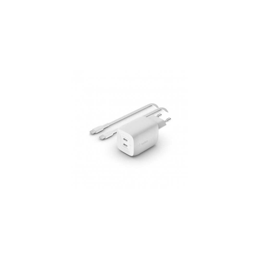 CARICABATTERIE 65W PPS DUAL USB-C GAN E CAVO 2M C-C 100W - BIANCO CARICABATTERIE 65W PPS DUAL USB-C GAN E CAVO 2M C-C 100W - BIANCO