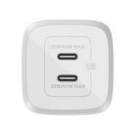 CARICABATTERIA DA PARETE DOPPIO GAN USB-C PPS 45W - BIANCO