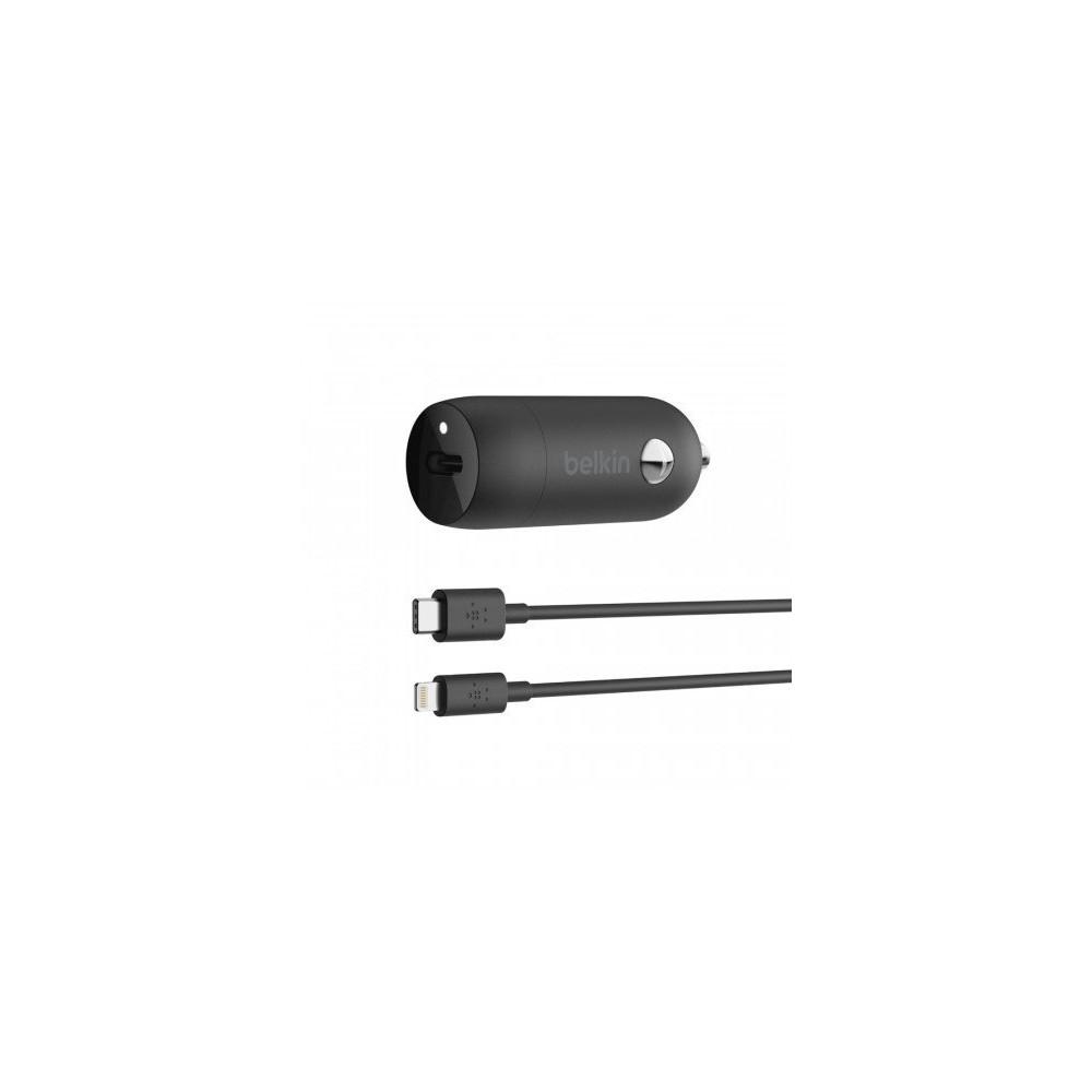 CARICABATTERIE DA AUTO USB-C 20W CON CAVO USB-C A LIGHTNING - NERO CARICABATTERIE DA AUTO USB-C 20W CON CAVO USB-C A LIGHTNING - NERO