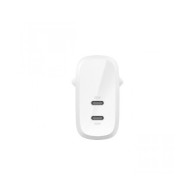 CARICABATTERIE DA PARETE DUAL 30W -  2 PORTE USB-C PD 60W - BIANCO