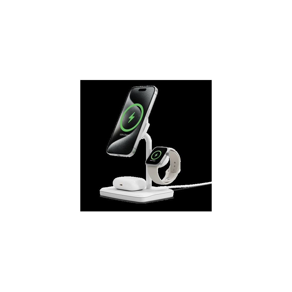 Cygnett ChargeBase Base di ricarica 3 in 1 Qi2 per iPhone - Apple Watch - Airpods Bianco Cygnett ChargeBase Base di ricarica 3 in 1 Qi2 per iPhone - Apple Watch - Airpods Bianco