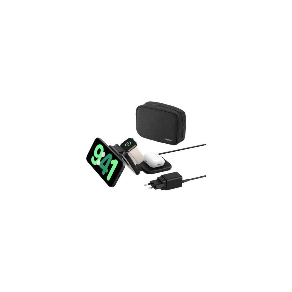 Tappetino di ricarica wireless magnetica da viaggio 3 in 1 con Qi2 da 15 W spina EU Tappetino di ricarica wireless magnetica da viaggio 3 in 1 con Qi2 da 15 W spina EU