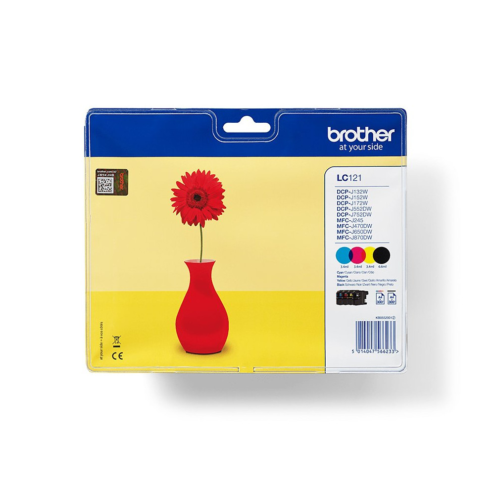 Brother LC121VALBPDR cartuccia d'inchiostro 4 pz Originale Nero, Ciano, Magenta, Giallo Brother LC121VALBPDR cartuccia d'inchiostro 4 pz Originale Nero, Ciano, Magenta, Giallo
