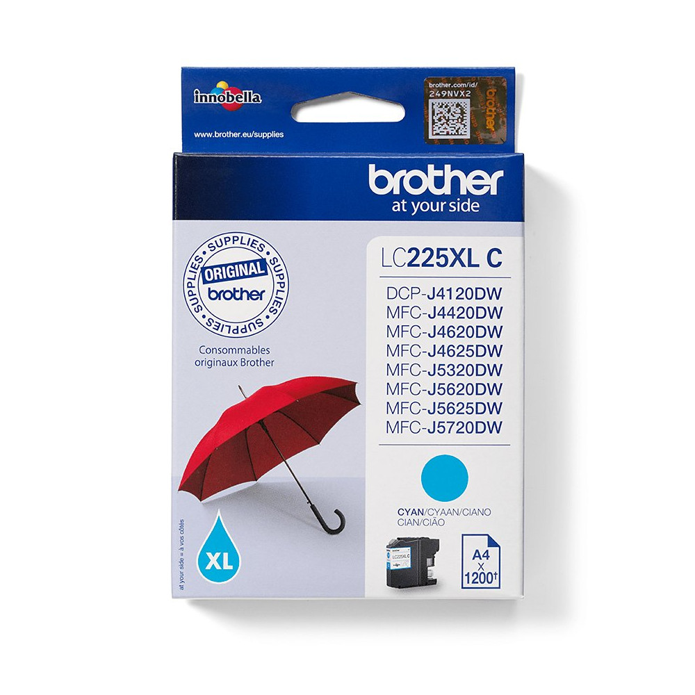Brother LC225XLC cartuccia d'inchiostro 1 pz Originale Ciano Brother LC225XLC cartuccia d'inchiostro 1 pz Originale Ciano