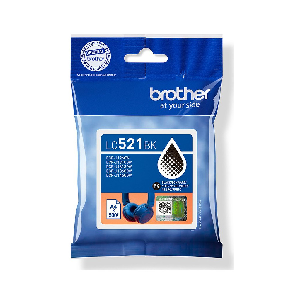 Brother LC521BK cartuccia d'inchiostro 1 pz Originale Nero Brother LC521BK cartuccia d'inchiostro 1 pz Originale Nero