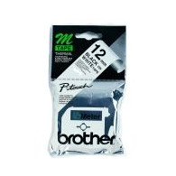 Brother Labelling Tape - 12mm, Black/White, Blister nastro per etichettatrice M