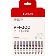 Canon PFI-300 cartuccia d'inchiostro 10 pz Originale Nero, Blu, Ciano, Grigio, Magenta, Nero per foto, Magenta per foto, Rosso, 