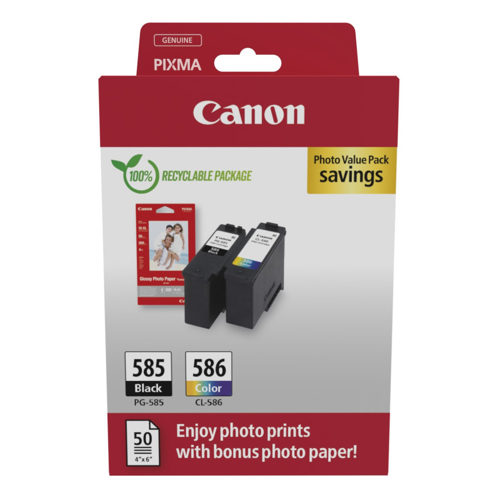 Canon PG-585/CL-586 PVP cartuccia d'inchiostro 2 pz Originale Nero, Ciano, Magenta, Giallo Canon PG-585/CL-586 PVP cartuccia d'inchiostro 2 pz Originale Nero, Ciano, Magenta, Giallo