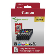 Canon PGI-530/CLI-531 PVP cartuccia d'inchiostro 6 pz Originale Nero, Ciano, Grigio, Magenta, Nero per foto, Giallo