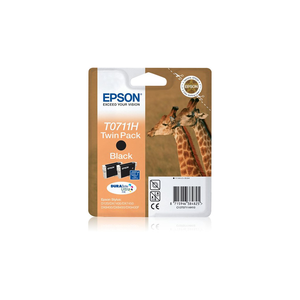 Epson Giraffe Confezione doppia Nero T0711H Inchiostri DURABrite Ultra Epson Giraffe Confezione doppia Nero T0711H Inchiostri DURABrite Ultra