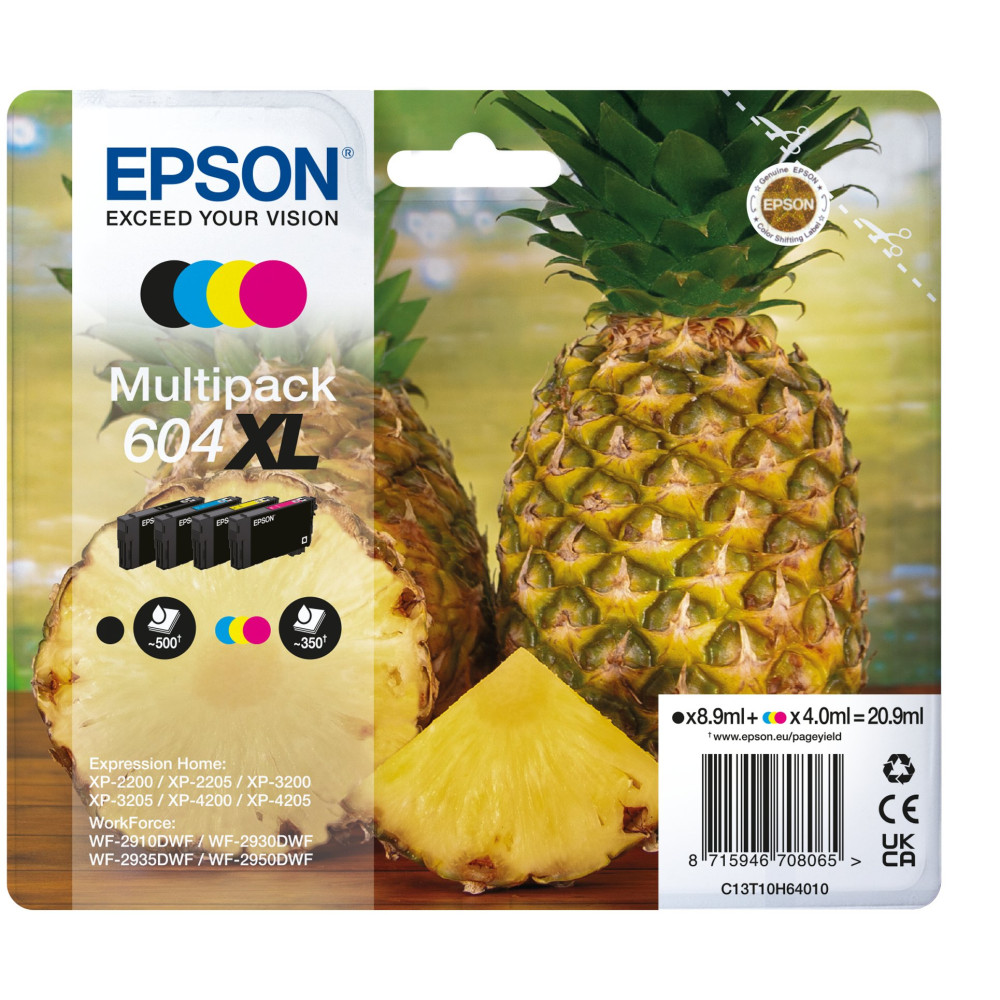Epson 604XL cartuccia d'inchiostro 4 pz Originale Resa elevata (XL) Nero, Ciano, Magenta, Giallo Epson 604XL cartuccia d'inchiostro 4 pz Originale Resa elevata (XL) Nero, Ciano, Magenta, Giallo