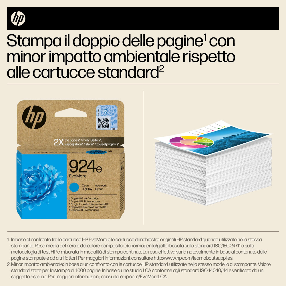 HP Cartuccia di inchiostro ciano originale 924e EvoMore HP Cartuccia di inchiostro ciano originale 924e EvoMore