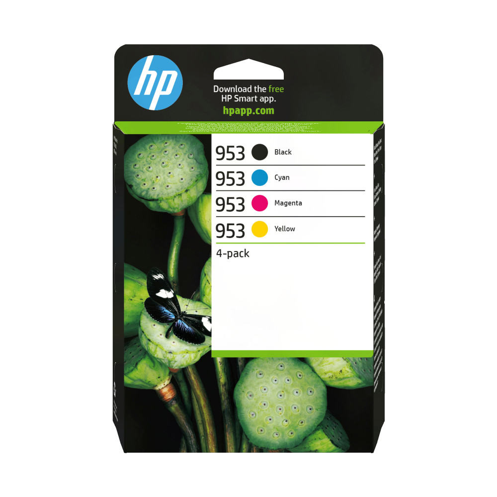HP Confezione da 4 cartucce di inchiostro nero, ciano, magenta, giallo originali 953 HP Confezione da 4 cartucce di inchiostro nero, ciano, magenta, giallo originali 953