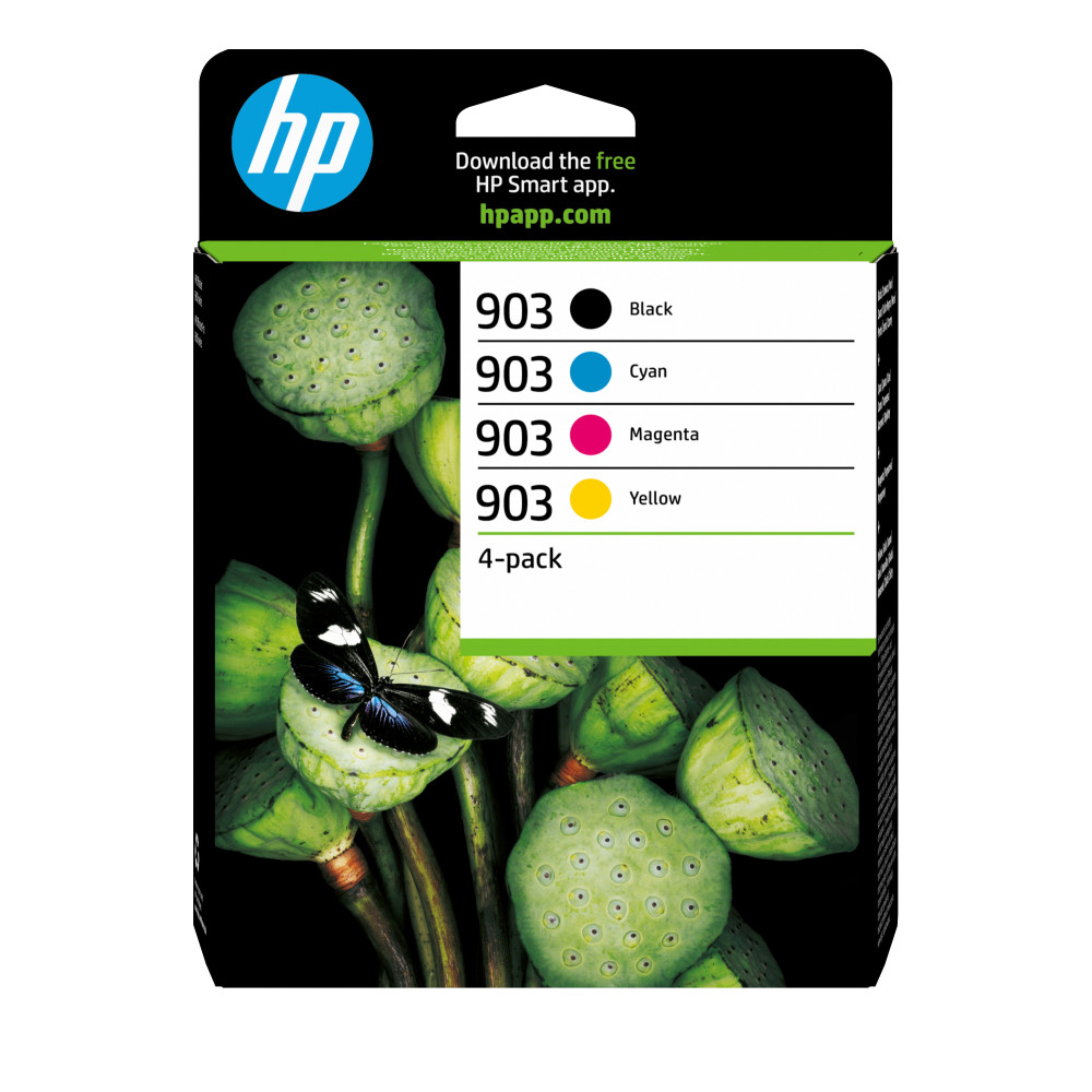 HP Confezione da 4 cartucce di inchiostro nero, ciano, magenta, giallo originali 903 HP Confezione da 4 cartucce di inchiostro nero, ciano, magenta, giallo originali 903