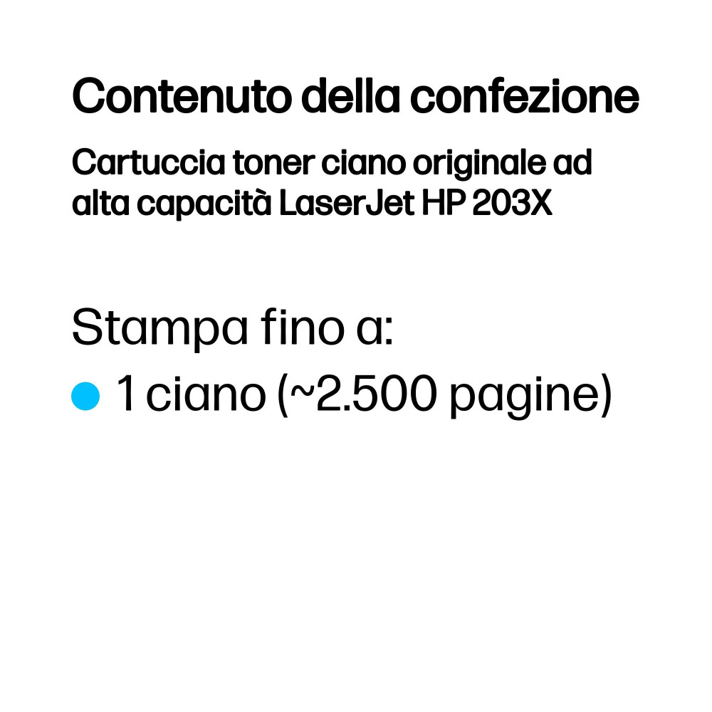 HP Cartuccia toner ciano originale ad alta capacità LaserJet 203X HP Cartuccia toner ciano originale ad alta capacità LaserJet 203X