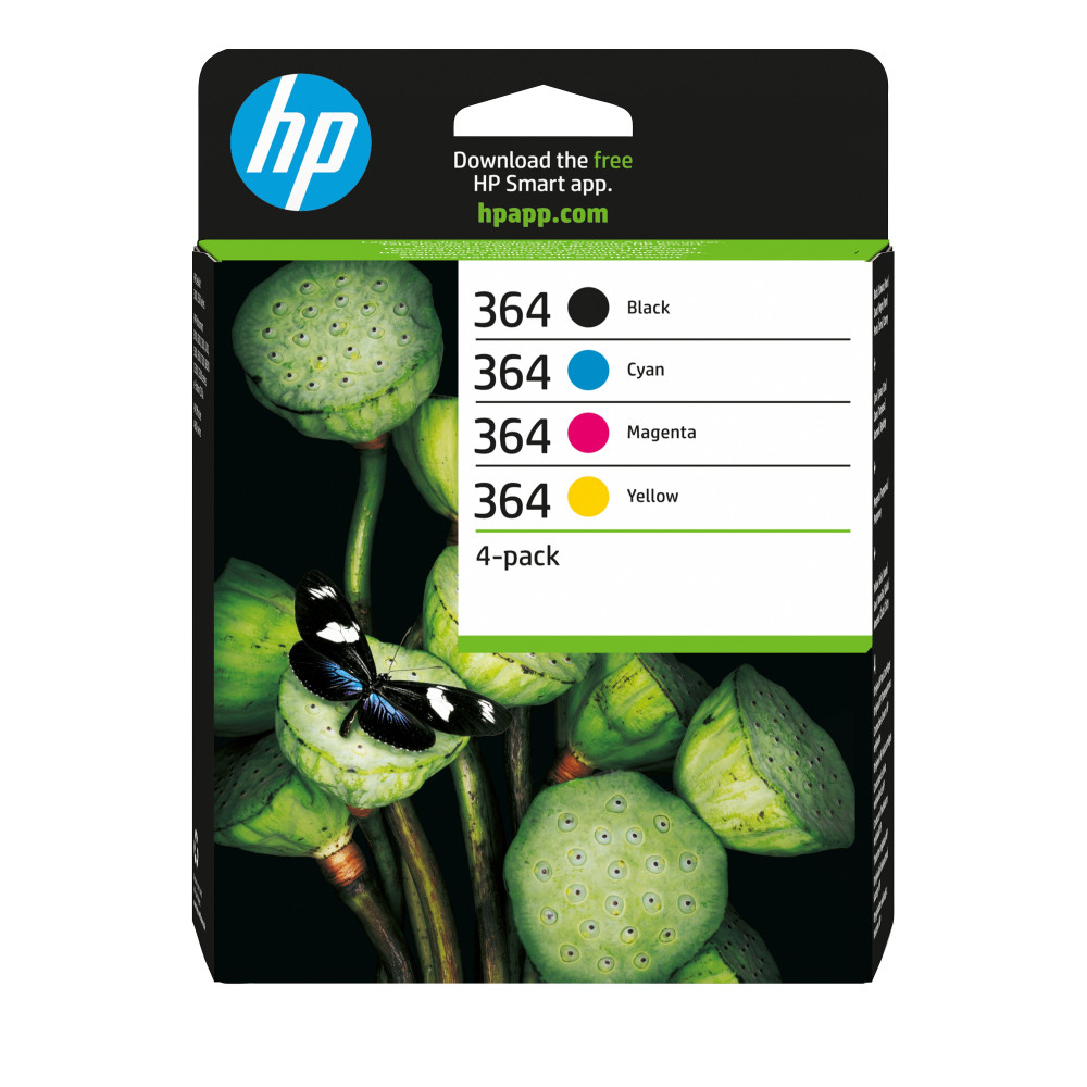 HP Confezione da 4 cartucce originali di inchiostro nero/ciano/magenta/giallo 364 HP Confezione da 4 cartucce originali di inchiostro nero/ciano/magenta/giallo 364