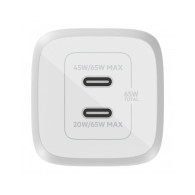 CARICABATTERIE 65W PPS DUAL USB-C GAN UNIVERSALE - BIANCO