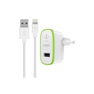 CARICABATTERIE CON PORTA USB-A 12W E CAVO DA USB-A A LIGHTNING - BIANCO