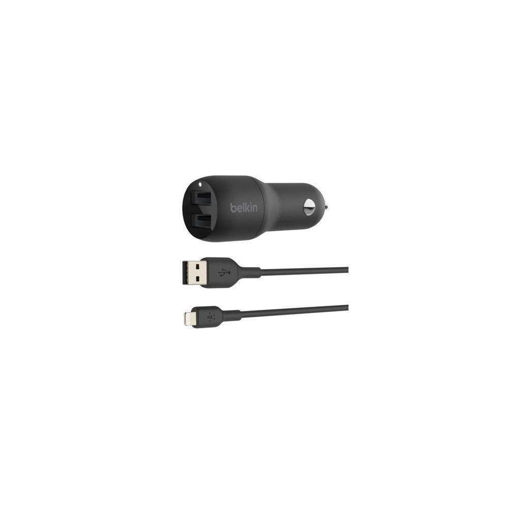 CARICABATTERIE DA AUTO CON DOPPIA PORTA USB-A 12W - NERO CARICABATTERIE DA AUTO CON DOPPIA PORTA USB-A 12W - NERO