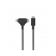 Cavo BELT 2in1 con Fibbia da Usb-C a Usb-C/Lightning - 1.8m - 240W - Zebra